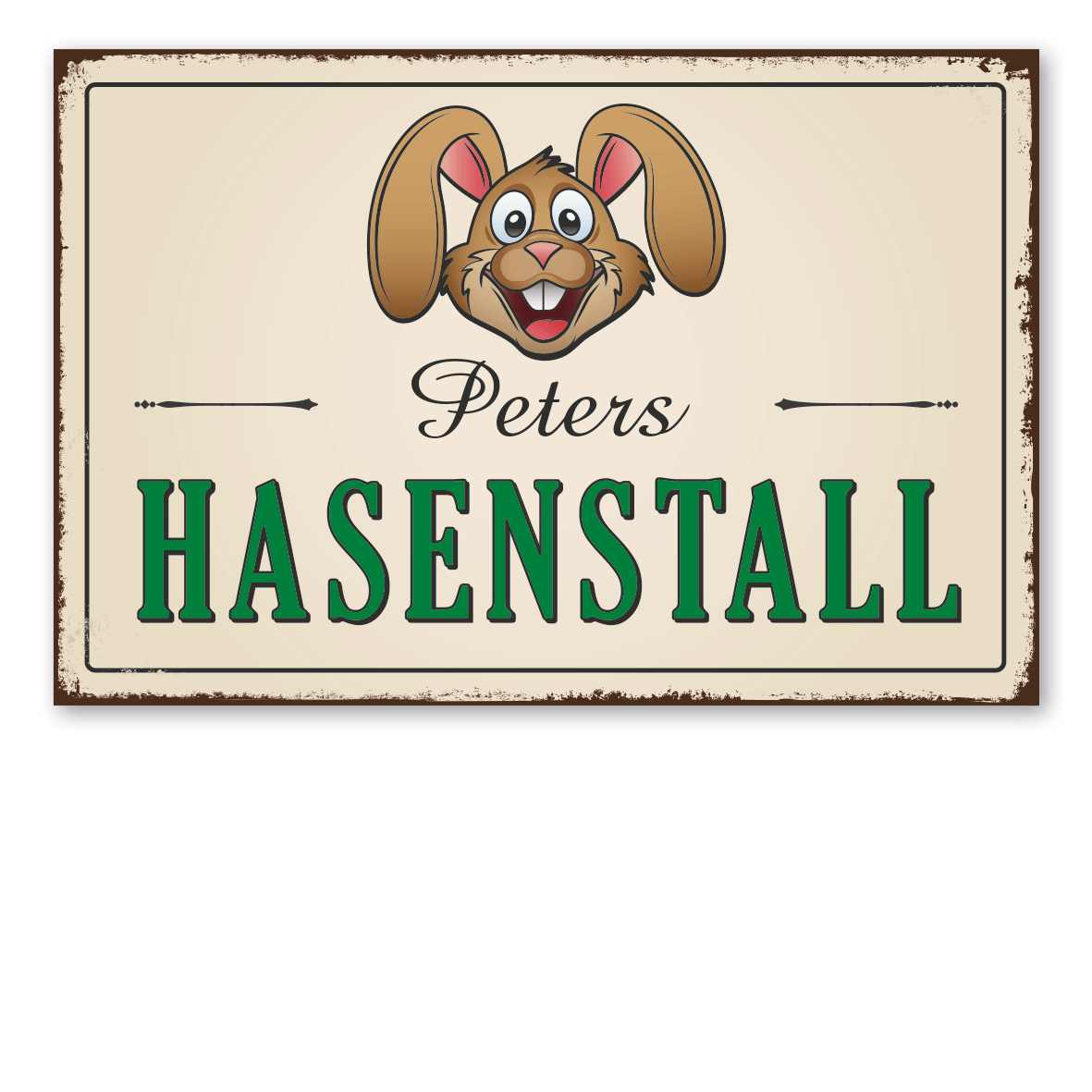 Retroschild / Vintage-Schild Hasenstall - mit Ihrem Namen