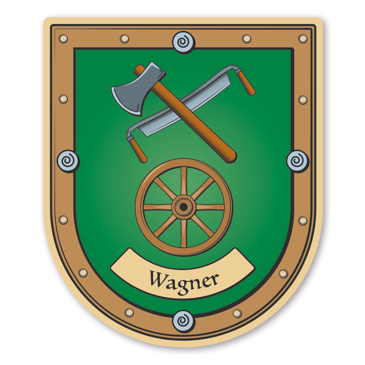 Maibaumschild / Zunftwappen Stellmacher - Wagner mit Zunftnamen oder Ihrem Wunschtext - Wappen B