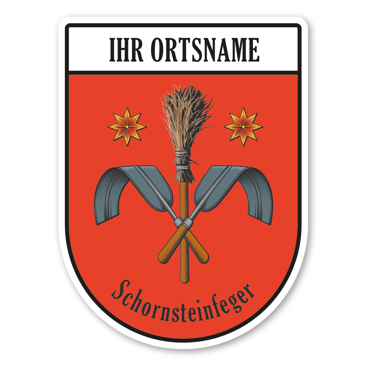 Maibaumschild / Zunftwappen Schornsteinfeger mit Zunftnamen, Ortsnamen oder Ihrem Wunschtext - Wappen BL
