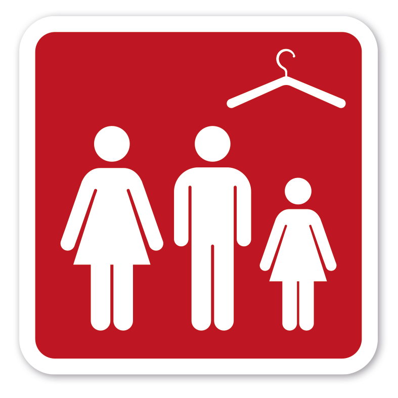 Schild - Umkleideraum Familie - 4 Farbvarianten