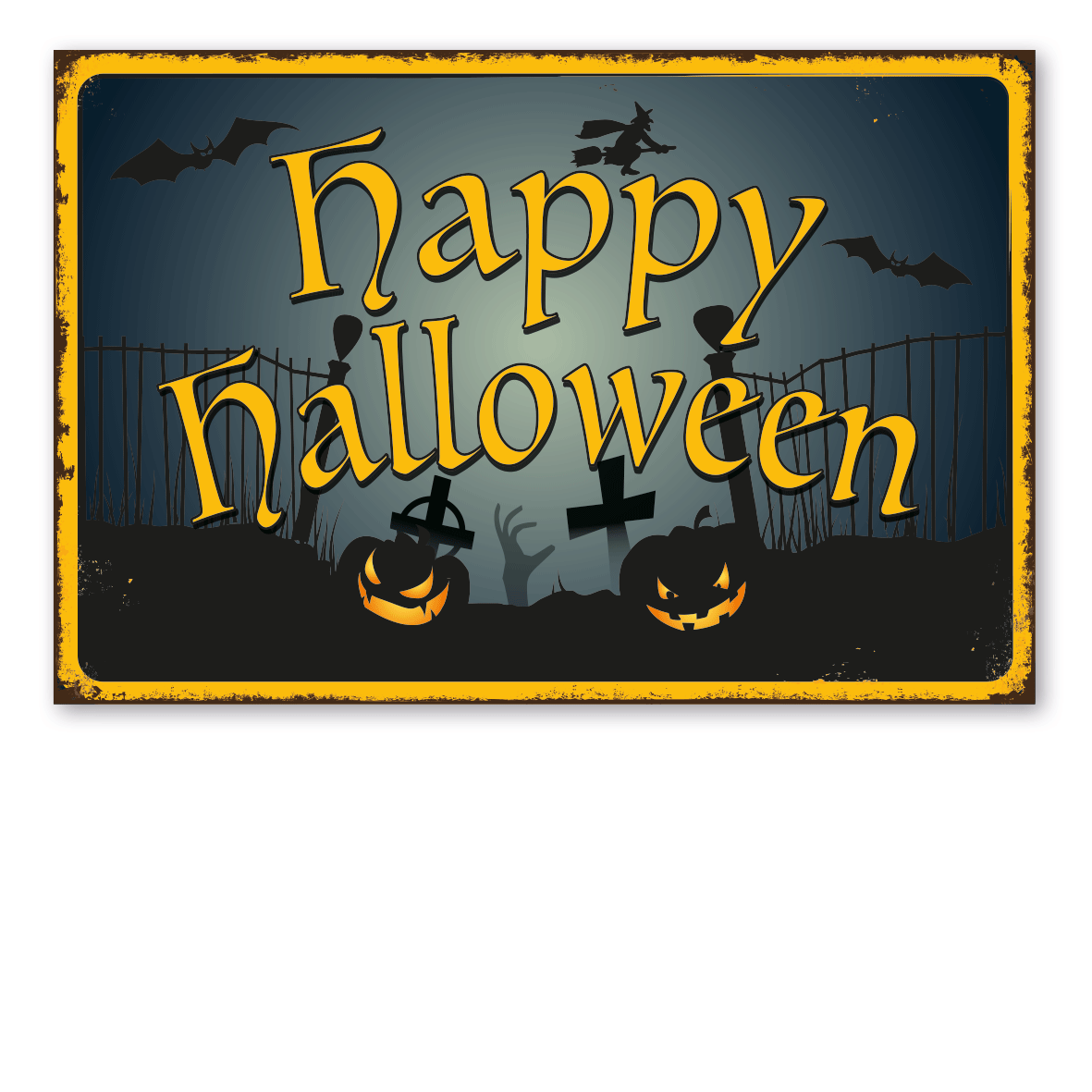 Retro Schild / Vintage Schild Happy Halloween