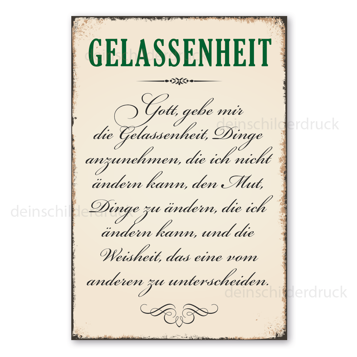 Retro Schild Gelassenheitsspruch - Gelassenheitsgebet