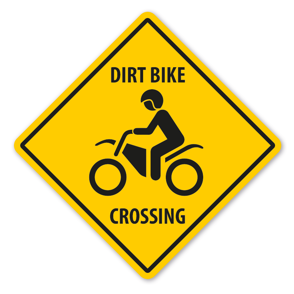 Warnschild Dirt Bike crossing - mit und ohne Text