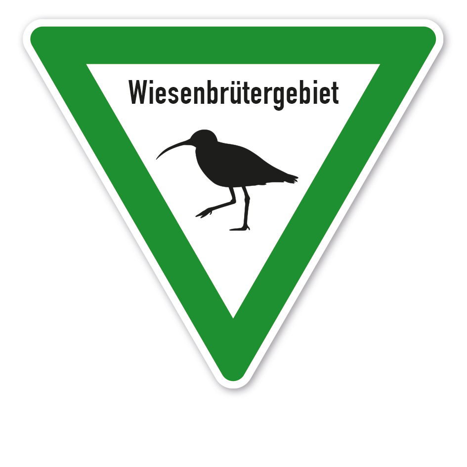 Verkehrsschild Waldschutzgebiet - Wiesenbrütergebiet - Großer Brachvogel mit Text – VZ-PR-266