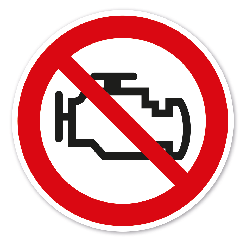 Verbotszeichen Motor aus - Motor laufen lassen verboten