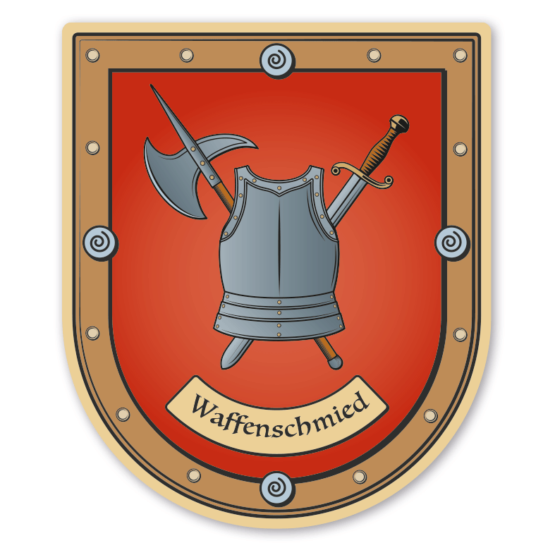 Maibaumschild / Zunftwappen Waffenschmied - Schmied - mit Zunftnamen oder Ihrem Wunschtext - Wappen B