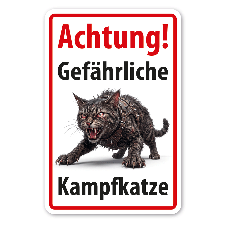 Fun-Schild Achtung! Gefährliche Kampfkatze
