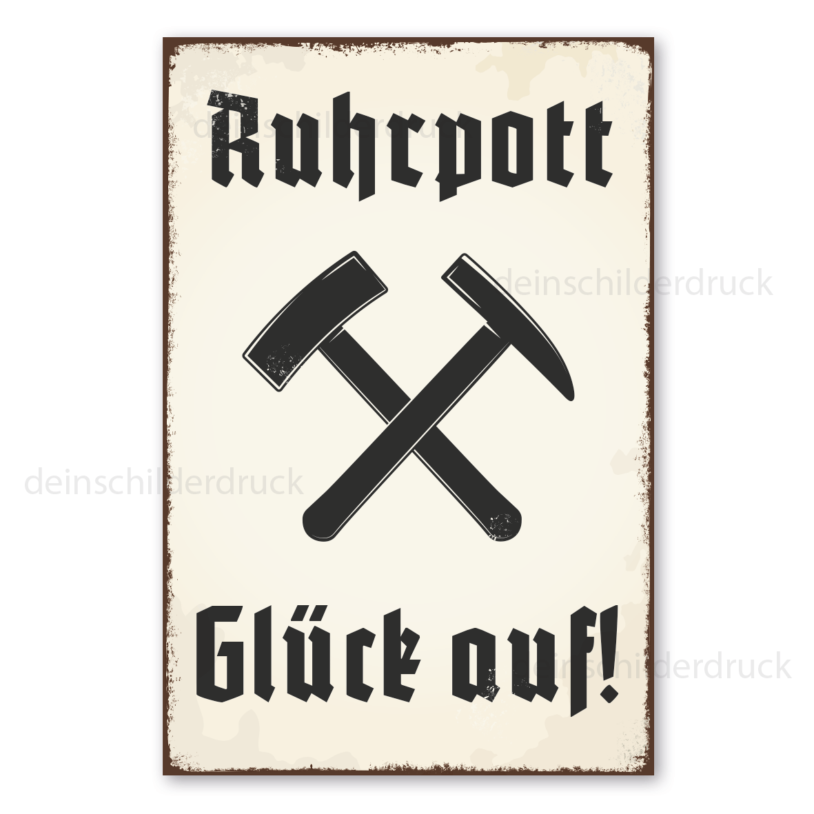 Bergbauschild Ruhrpott Glück auf - mit Logo - in Retro-Ausführung