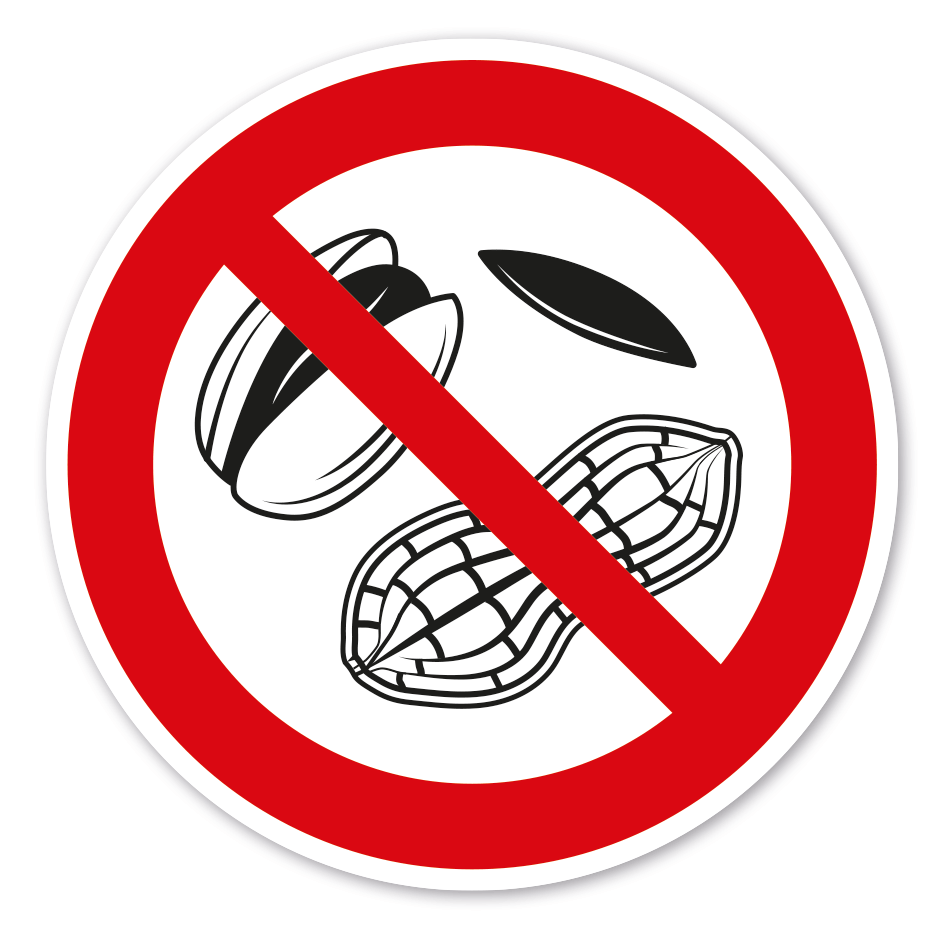 Verbotszeichen Nüsse und Kerne essen verboten