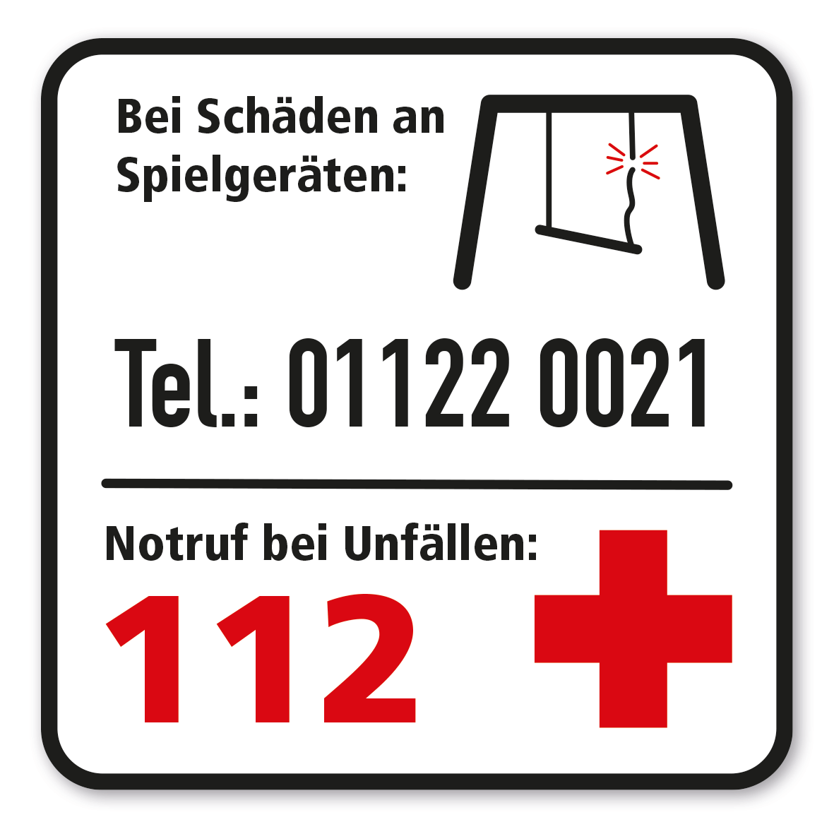 SP-02-P18 – Bei Schäden an Spielgeräten, Notruf bei Unfällen – 112