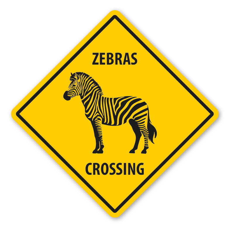 Warnschild Zebras crossing - mit und ohne Text