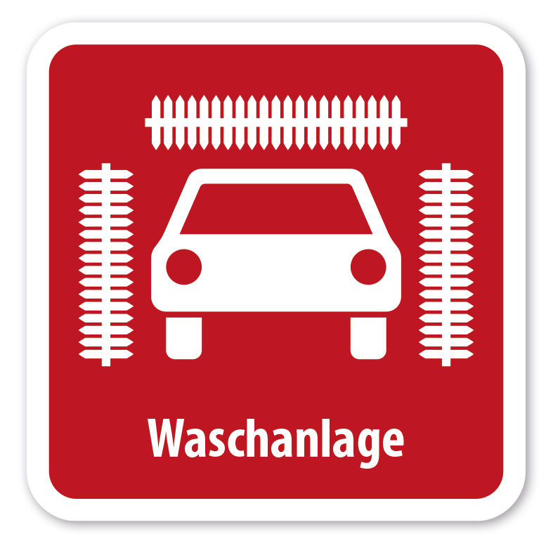 Schild Waschanlage - 4 Farbvarianten
