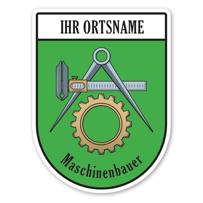 Maibaumschild / Zunftwappen Maschinenbauer mit Zunftnamen, Ortsnamen oder Ihrem Wunschtext - Wappen BL