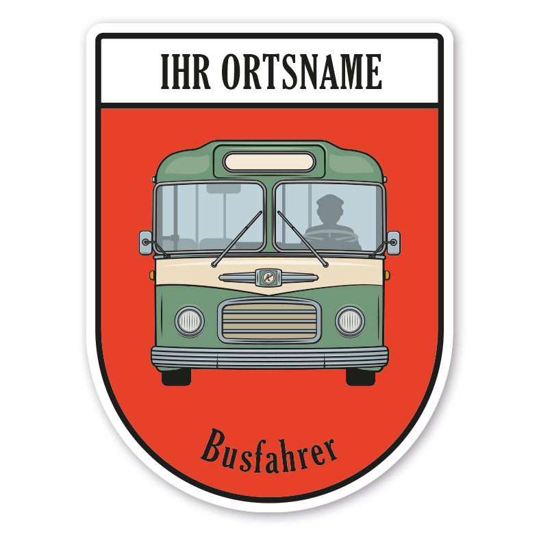 Maibaumschild / Zunftwappen Busfahrer mit Zunftnamen, Ortsnamen oder Ihrem Wunschtext - Wappen BL