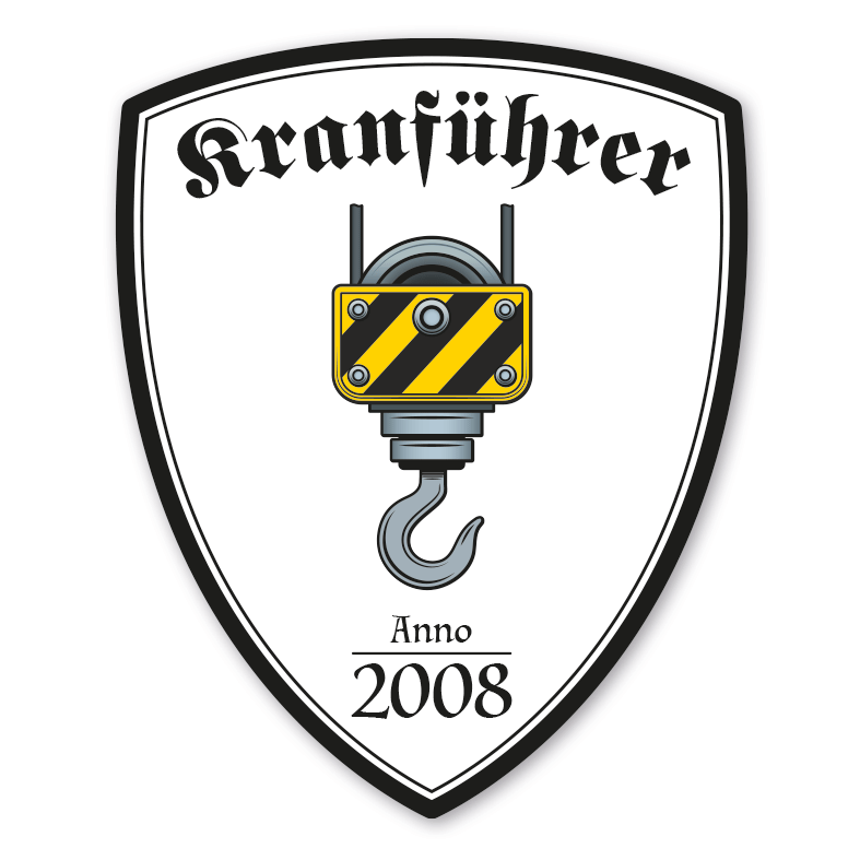 Zunftwappen Kranführer mit Zunftnamen, Gründungsjahr oder Ihrem Wunschtext - Maibaumschild - Wappen W