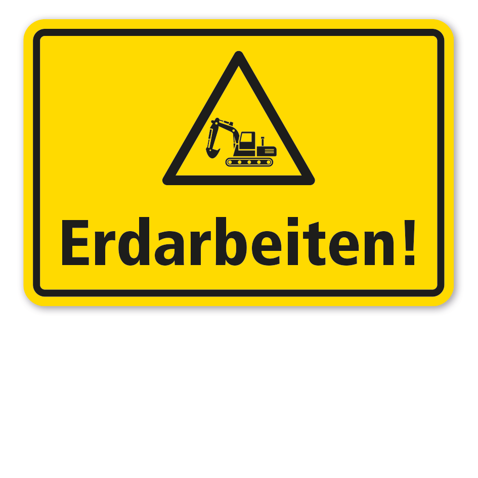 Warnschild Achtung Erdarbeiten