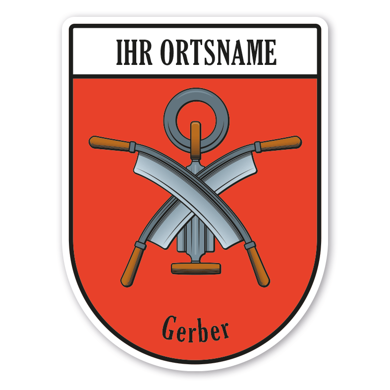 Maibaumschild / Zunftwappen Gerber mit Zunftnamen, Ortsnamen oder Ihrem Wunschtext - Wappen BL