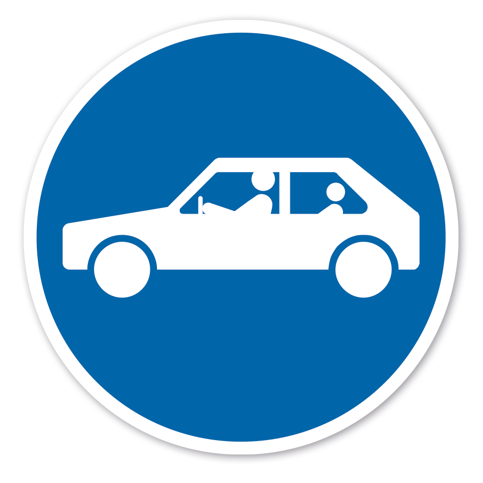 Gebotszeichen Fahrer - Fahrzeuginsassen im Fahrzeug bleiben - Nicht aussteigen