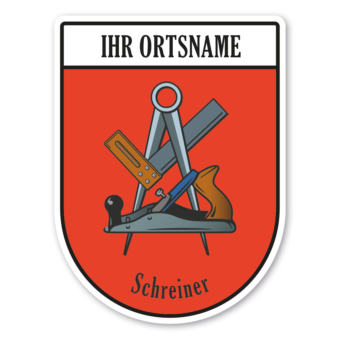 Maibaumschild / Zunftwappen Schreiner mit Zunftnamen, Ortsnamen oder Ihrem Wunschtext - Wappen BL