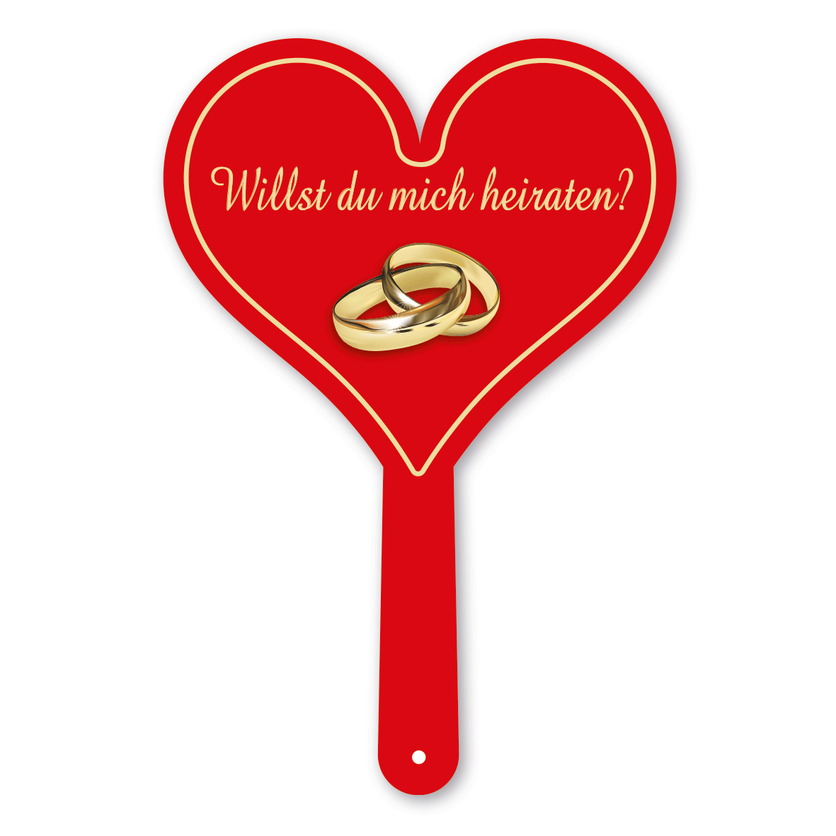 Formschild Hochzeit – Willst du mich heiraten? – Motivschild in Herzform - mit Ringen