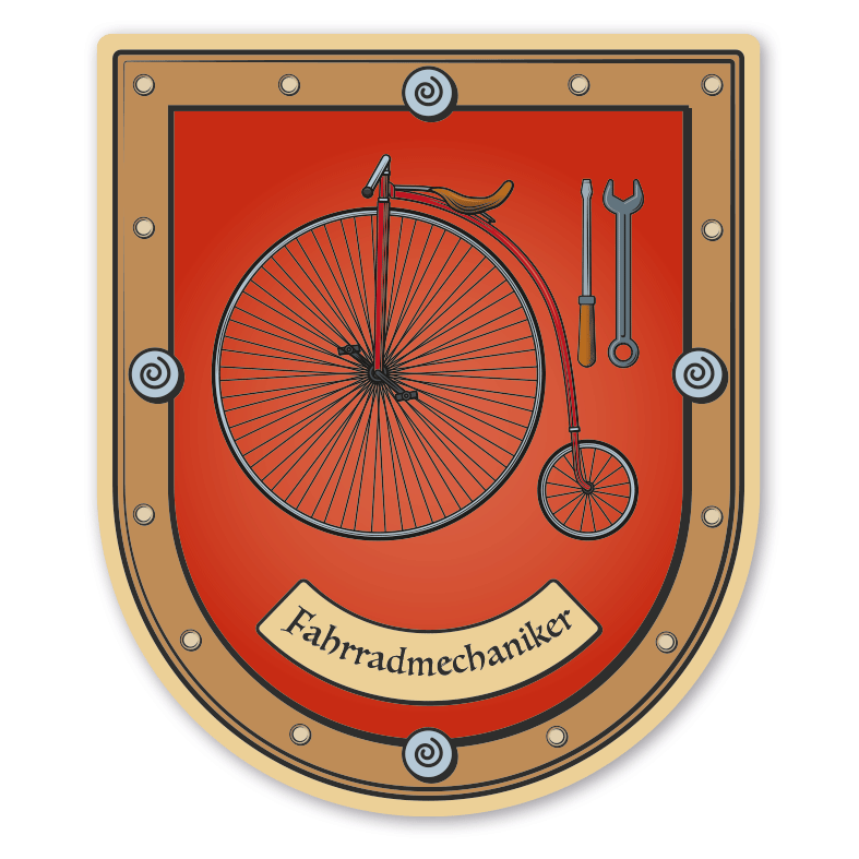 Maibaumschild / Zunftwappen Fahrradmechaniker - mit Zunftnamen oder Ihrem Wunschtext - Wappen B