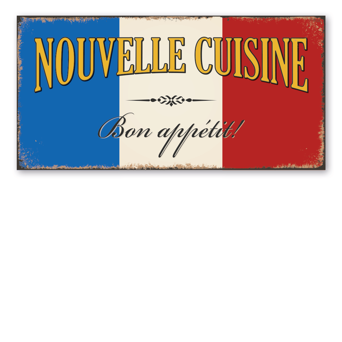 Retro Schild / Vintage-Küchenschild Nouvelle Cuisine - Bon Appétit