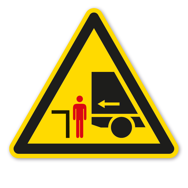 Warnzeichen Warnung vor Quetschgefahr an Laderampen