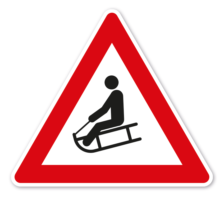 Verkehrsschild Achtung Schlittenfahrer - Rodler – VZ-PR-273