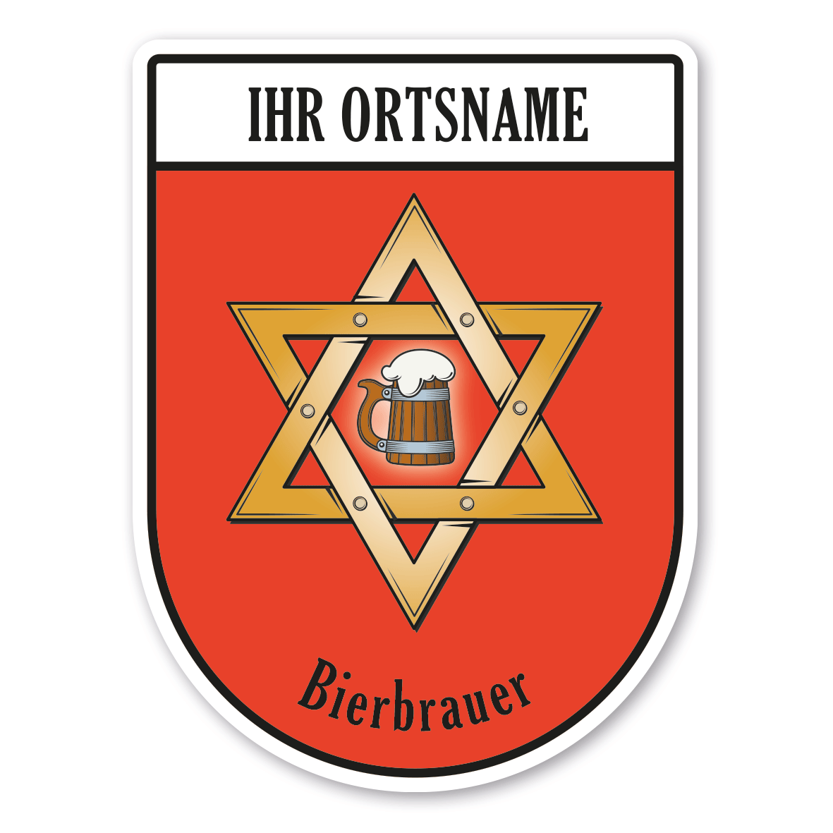 Maibaumschild / Zunftwappen Bierbrauer und Mälzer - Brauerstern - Zoiglstern - mit Zunftnamen, Ortsnamen oder Ihrem Wunschtext - Wappen BL