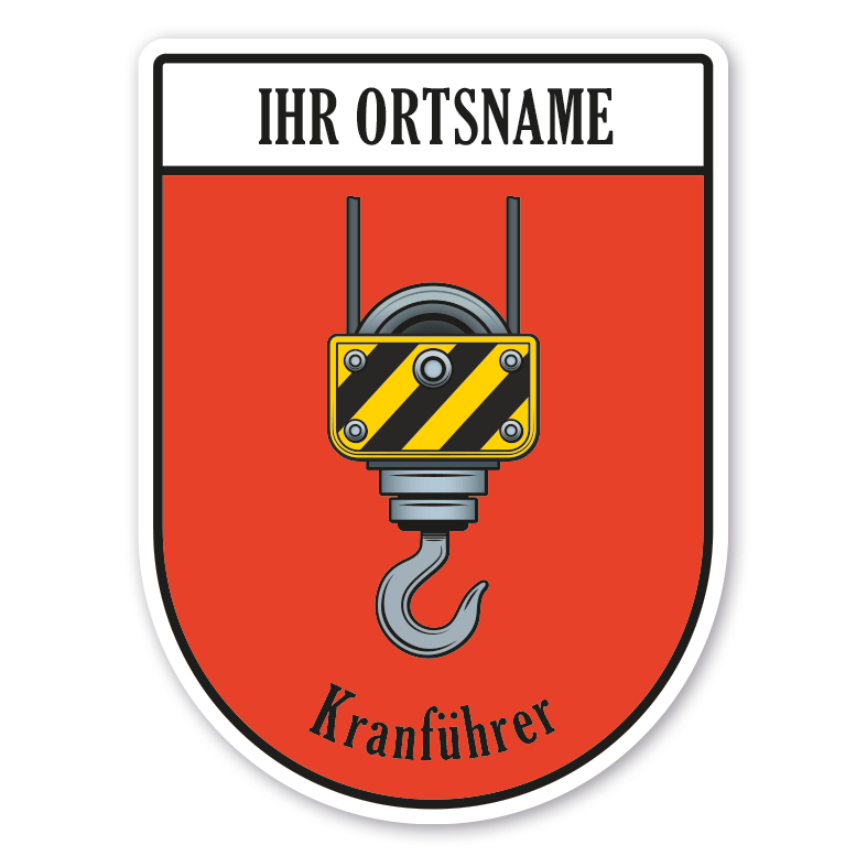 Maibaumschild / Zunftwappen Kranführer mit Zunftnamen, Ortsnamen oder Ihrem Wunschtext - Wappen BL