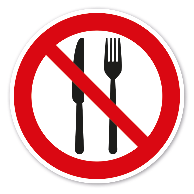 Verbotszeichen Essen - Messer-Gabel - verboten – ISO 7010