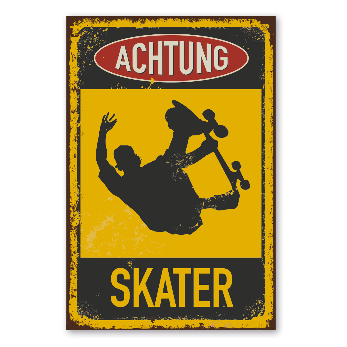 Retroschild / Vintage-Warnschild Achtung Skater