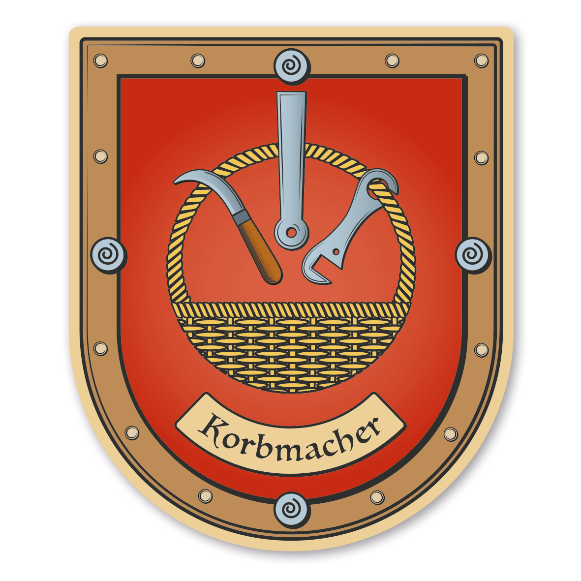 Maibaumschild / Zunftwappen Korbmacher - Korbflechter - mit Zunftnamen oder Ihrem Wunschtext - Wappen B