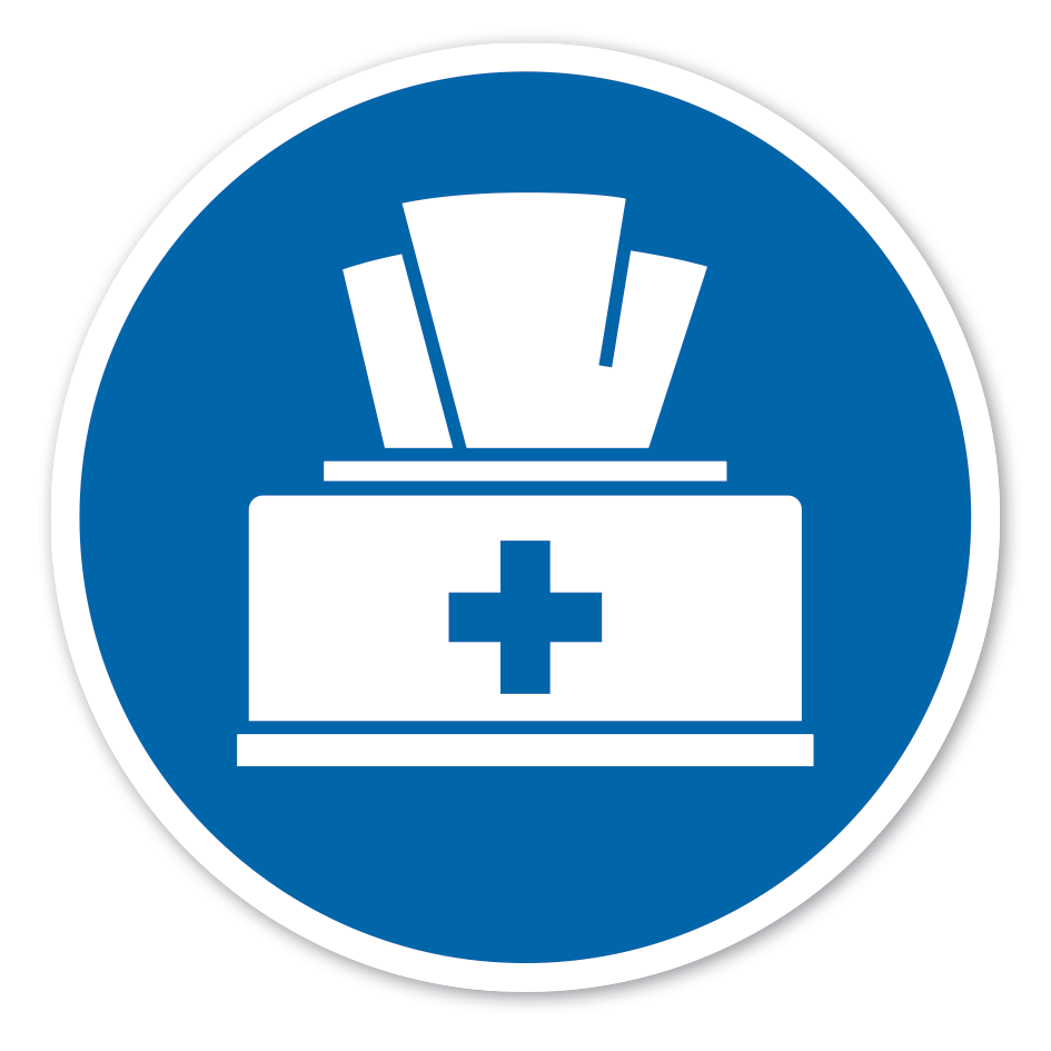 Gebotszeichen Desinfektionstücher benutzen