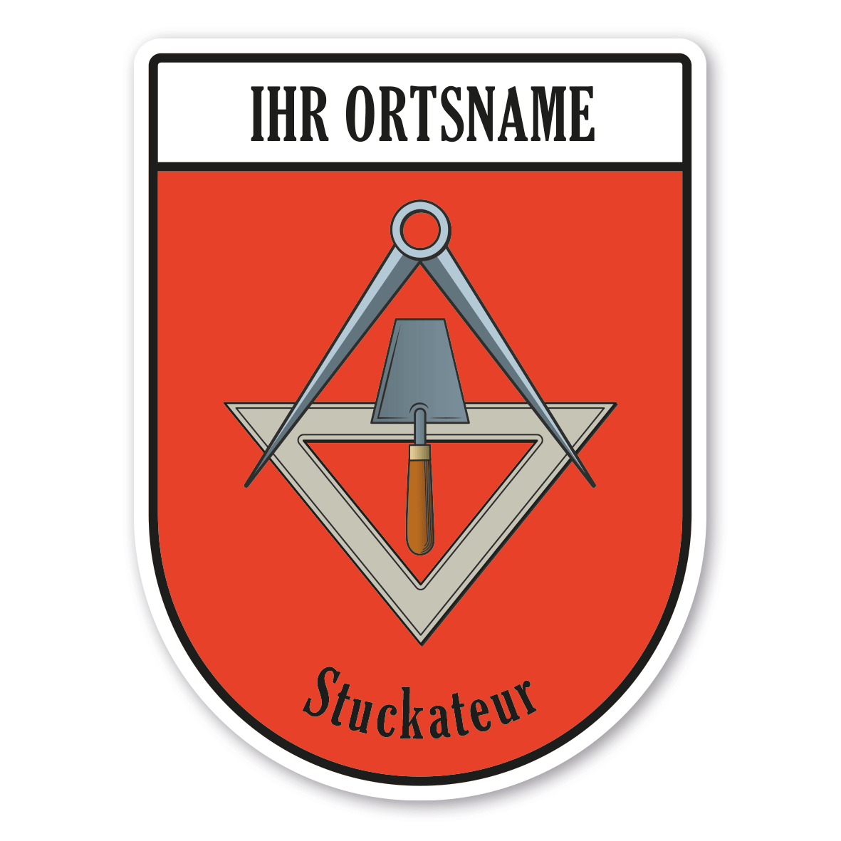 Maibaumschild / Zunftwappen Stuckateur - Gipser mit Zunftnamen, Ortsnamen oder Ihrem Wunschtext - Wappen BL
