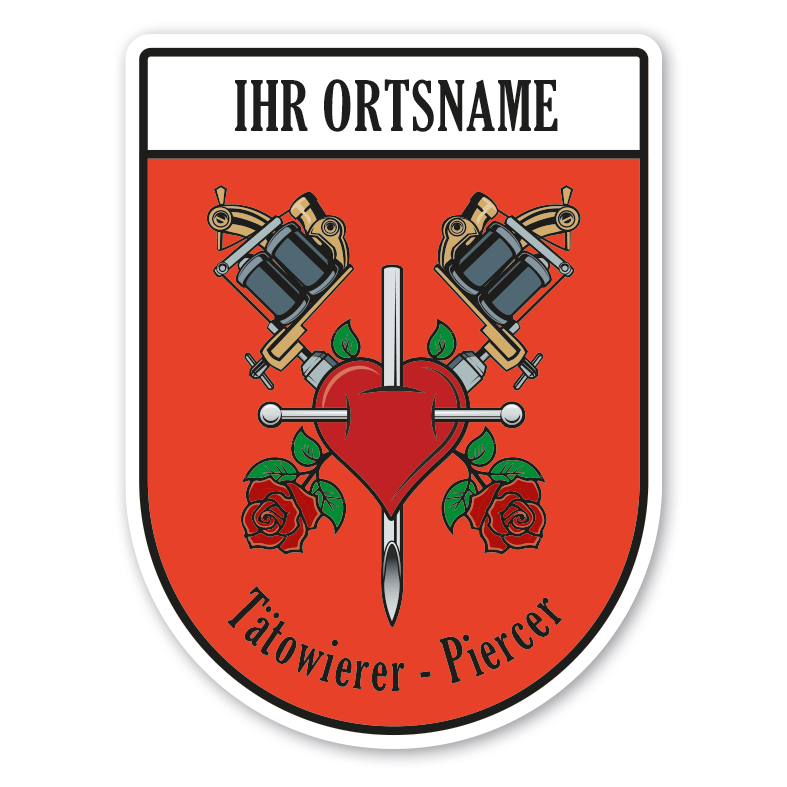 Maibaumschild / Zunftwappen Tätowierer - Piercer mit Zunftnamen, Ortsnamen oder Ihrem Wunschtext - Wappen BL