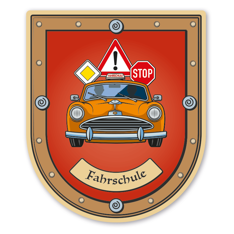Maibaumschild / Zunftwappen Fahrschule - mit Zunftnamen oder Ihrem Wunschtext - Wappen B