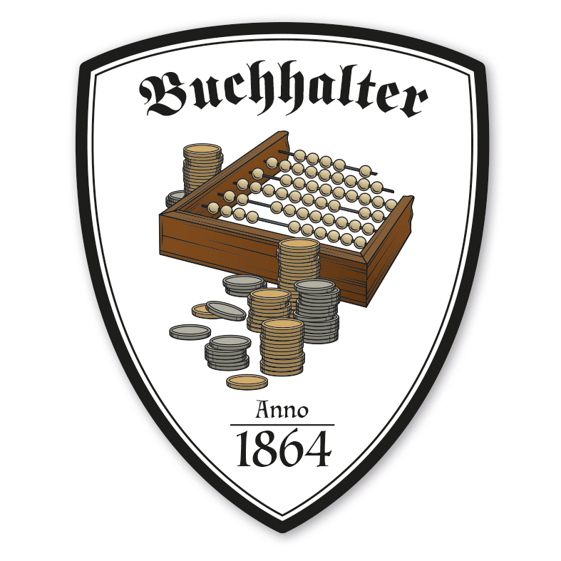Zunftwappen Buchhalter - Finanzwesen - Kaufmann mit Zunftnamen, Gründungsjahr oder Ihrem Wunschtext - Maibaumschild - Wappen W
