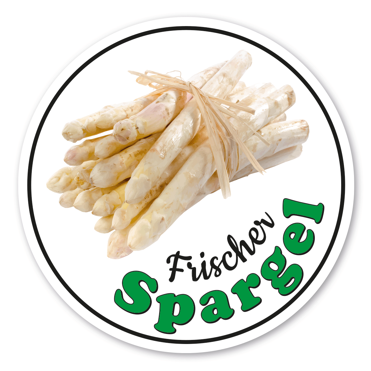 Verkaufsschild / Hofschild Frischer Spargel – mit Abbildung Spargel – rund