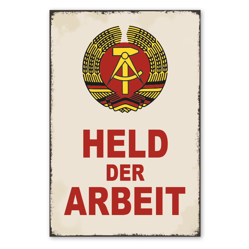 Retroschild Held der Arbeit - DDR-Schild