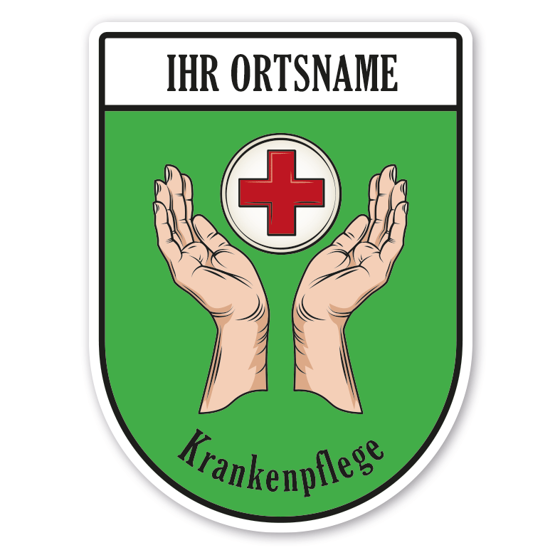 Maibaumschild / Zunftwappen Krankenpflege - Krankenschwester - Krankenpfleger mit Zunftnamen, Ortsnamen oder Ihrem Wunschtext - Wappen BL