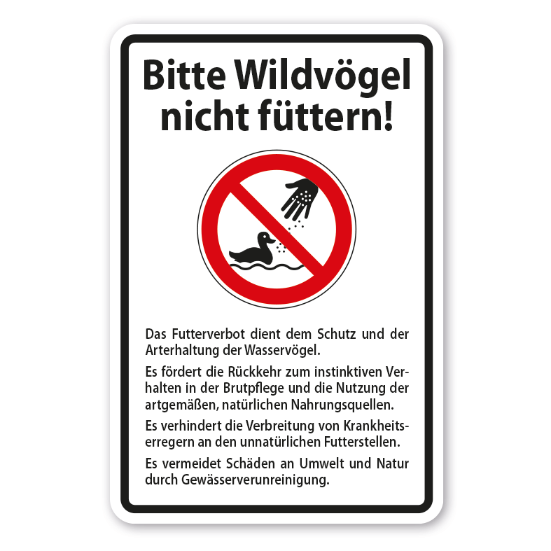 Verbotsschild Bitte Wildvögel nicht füttern - Kombi