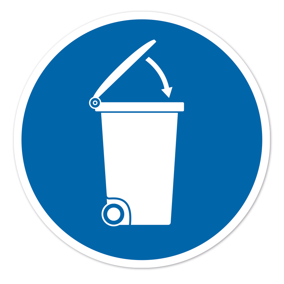 Gebotszeichen Mülltonnendeckel sind zu schließen