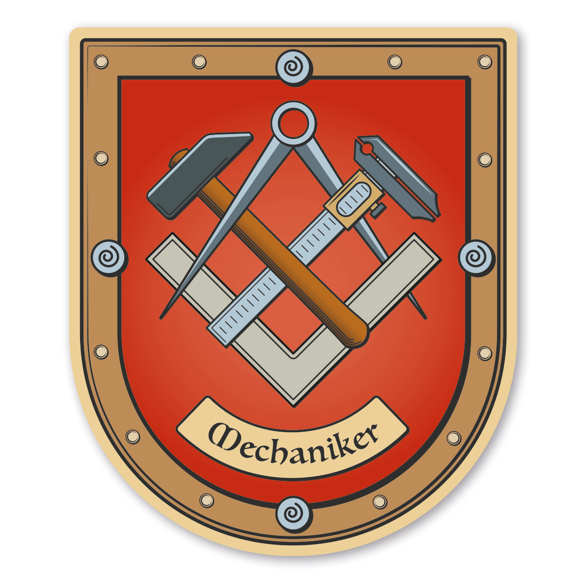 Maibaumschild / Zunftwappen Mechaniker mit Zunftnamen oder Ihrem Wunschtext - Wappen B