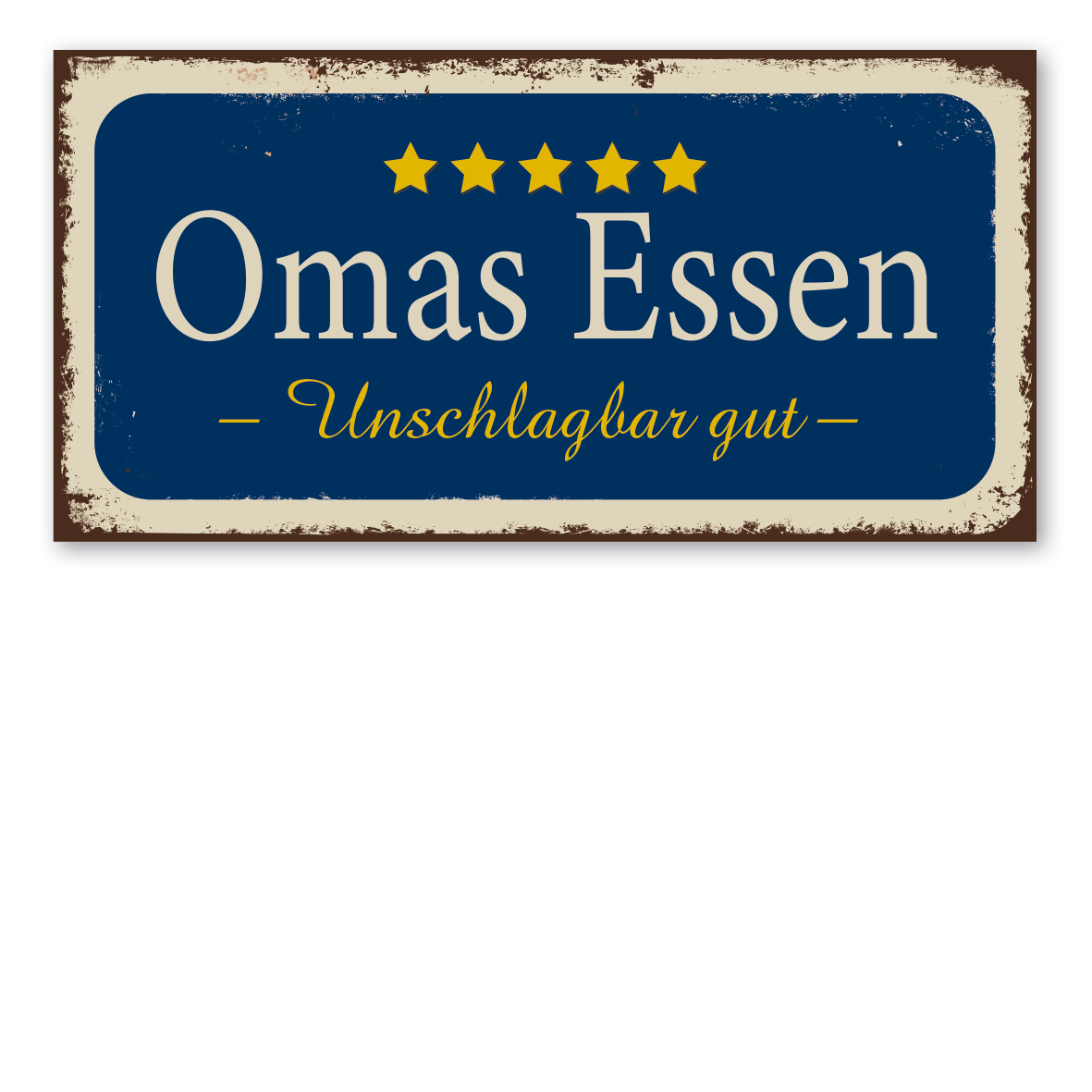 Retroschild / Vintage-Schild Omas Essen - Unschlagbar gut