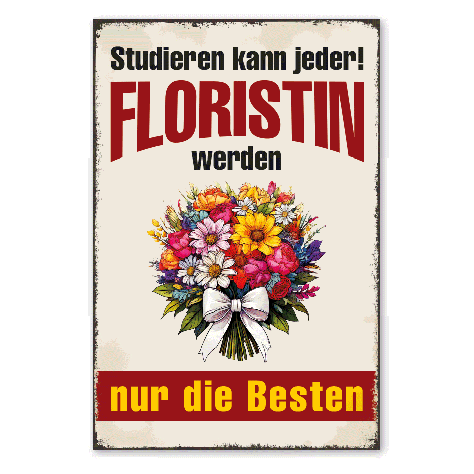 Retro Schild Studieren kann jeder - Floristin werden nur die Besten