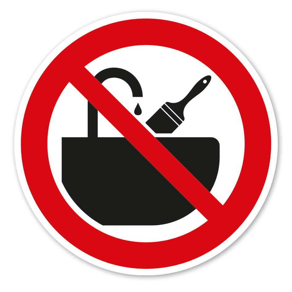 Verbotszeichen Pinsel im Waschbecken reinigen verboten