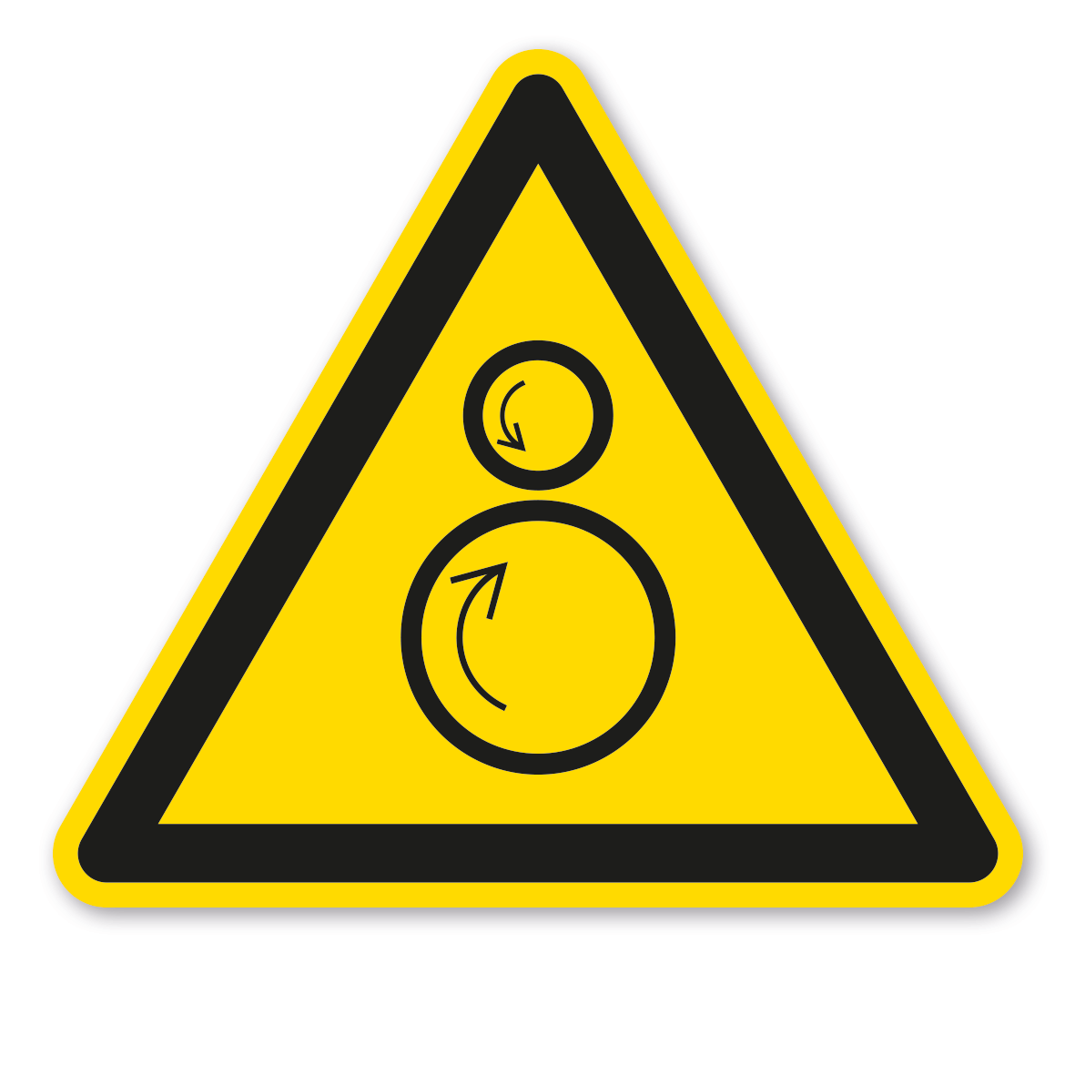 Warnzeichen Warnung vor gegenläufigen Rollen – ISO 7010 - W025