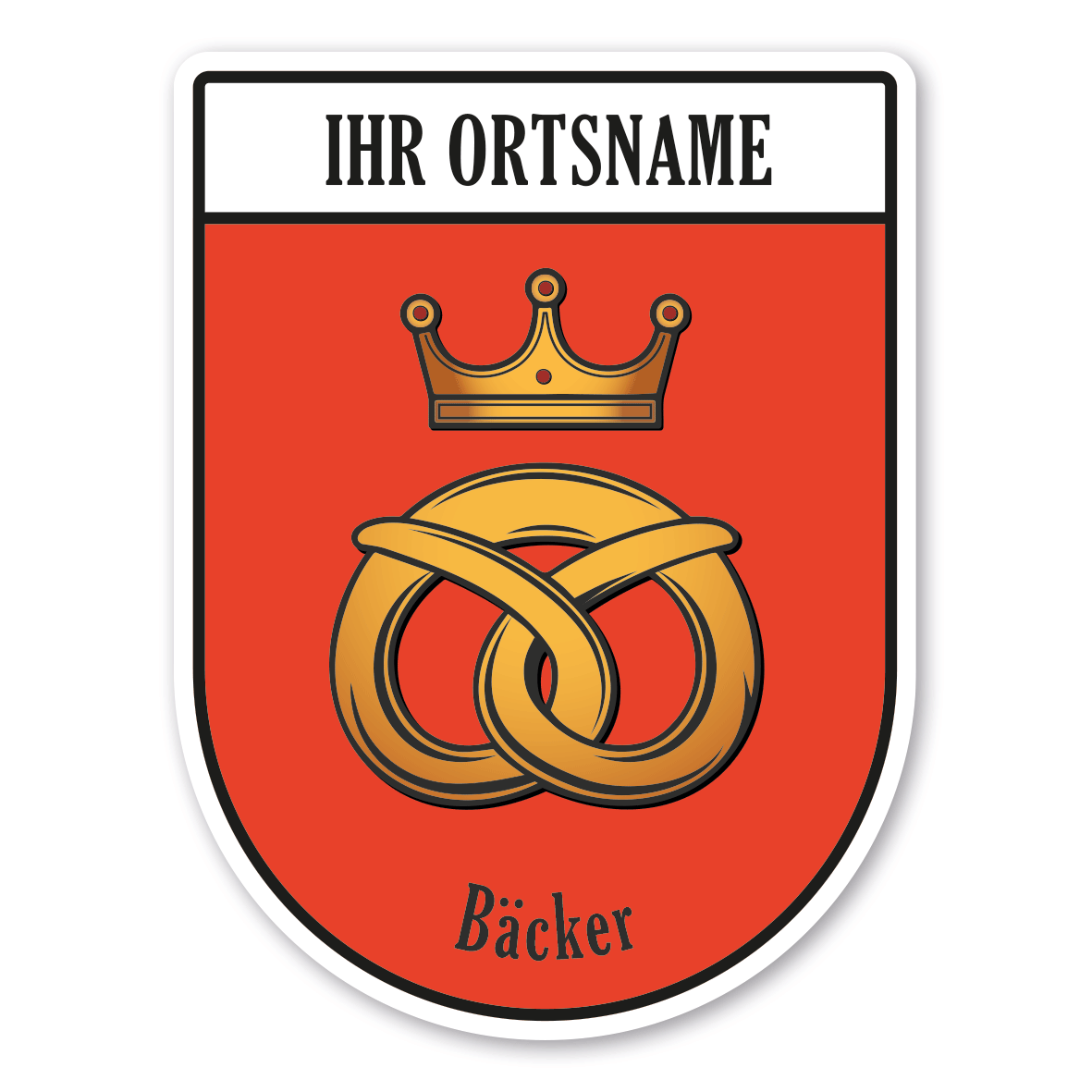 Maibaumschild / Zunftwappen Bäcker mit Zunftnamen, Ortsnamen oder Ihrem Wunschtext - Wappen BL