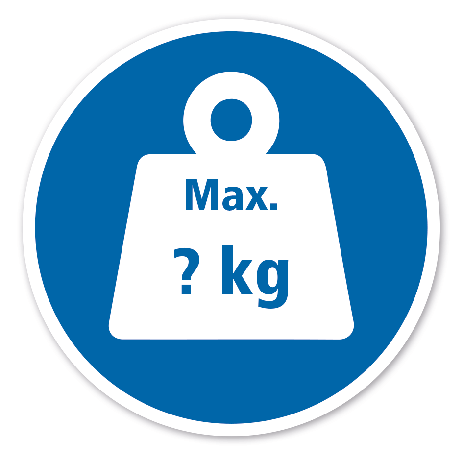 Gebotszeichen Gewichtsangabe zur Nutzung - mit Ihren Angaben